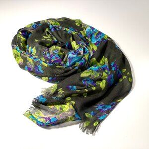 Croft & Barrow Scarf, Olive Green, Turquoise, Purple Chartreuse 20 x 72 inches